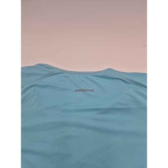 Patagonia Womens Blue Short Sleeve Performance T-Shirt Top - Size Large Stains - Picture 9 of 9